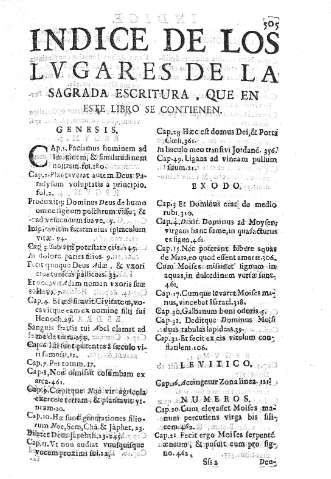 Indice de los lvgares de la Sagrada Escritura, que en este libro se continuan.