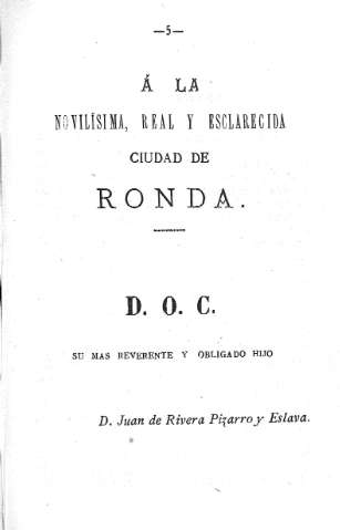 Á la novilísima, real y esclarecida ciudad de Ronda