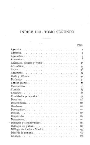 Indice del tomo segundo