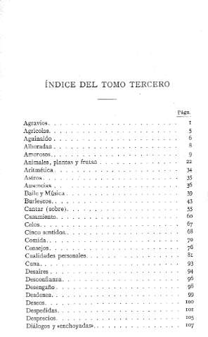 Indice del tomo tercero