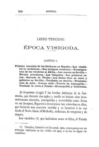 Libro Tercero. Época visigoda. Capítulo I.