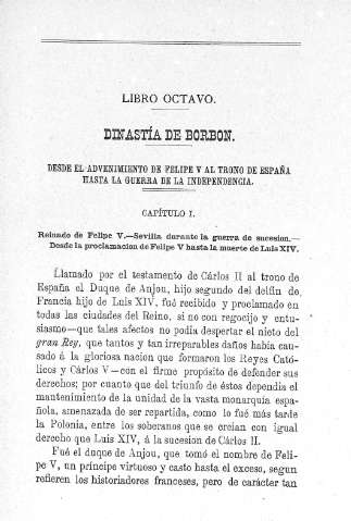 Libro Octavo. Dinastía de Borbón. Capítulo I.