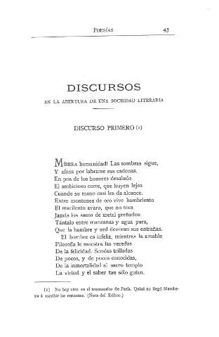 Discursos en la abertura de una sociedad literaria. Discurso primero