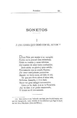 Sonetos. I. Á una dama que cenó con el autor
