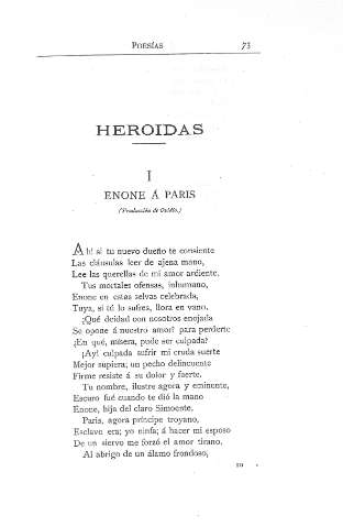 Heroidas. I. Enone á Paris. (Traducción de Ovidio)