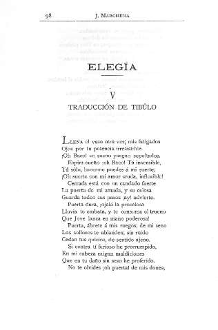 Elegía. V. Traducción de Tíbulo