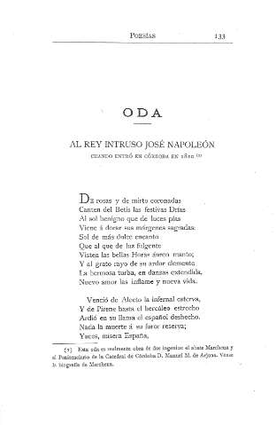 Oda. Al Rey intrruso Jose Napoleón, cuando entró en Córdoba en 1810