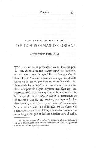 Muestras de una traducción de los poemas de Osián. Advertencia preliminar