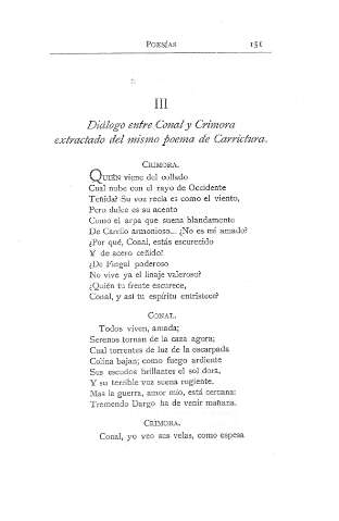 III. Diálodo entre Conal y Crimora extractad del mismo poema de Carrictura