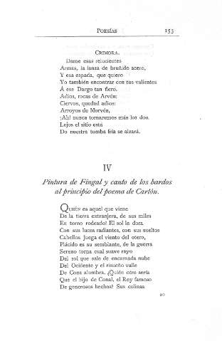 IV. Pintura de Fingal y canto de los bardos al principio del poema de Cartón 
