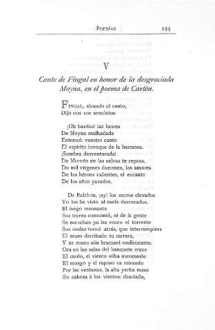 V. Canto de Fingal en honor de la desgraciada Moyna, en el poema de Cartón