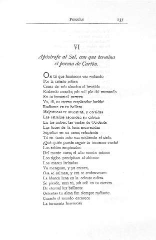 VI. Apóstrofe al Sol, con que termina el poema de Cartón 