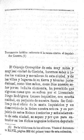 Documento inédito referente á la causa conrtra el inquisidor Lucero