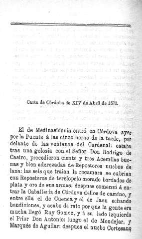 Carta de Córdoba de XIV de Abril de 1570