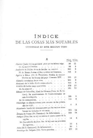 Indice de las cosas más notables