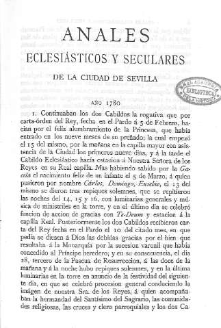 Anales eclesiásticos y seculares de la ciudad de Sevilla
