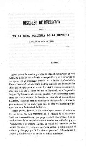 Discurso de recepción leído en la Real Academia de la Hsitoria el día 24 de abril de 1853