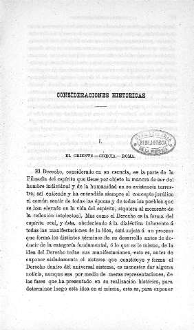 I. Consideraciones historicas