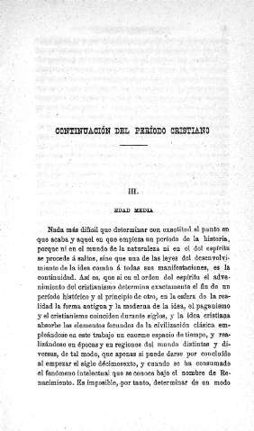 III. Continuación del período cristiano