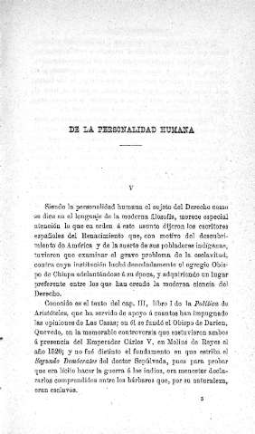 V. De la personalidad humana