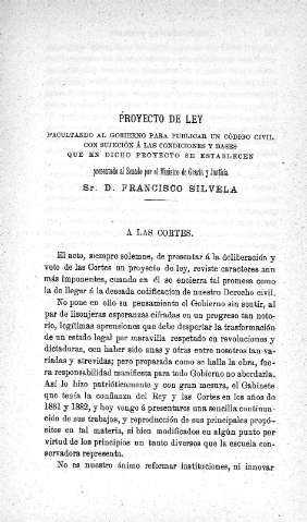 Proyecto de Ley facultando al Gobierno para publicar un Código Civil...