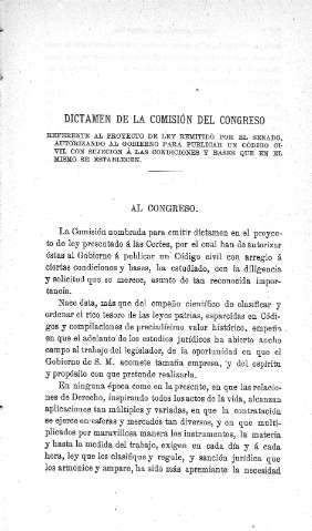 Dictamen de la Comisión del Congreso referente al proyecto de ley...