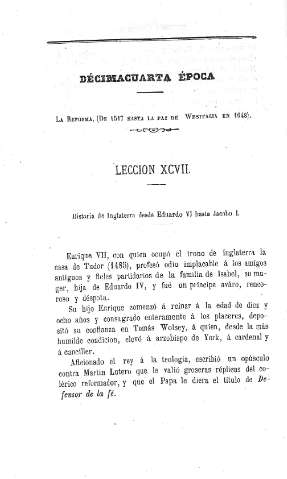 Decimocuarta Época. La Reforma, (de 1517 hasta la Paz de Westfalia en 1648)