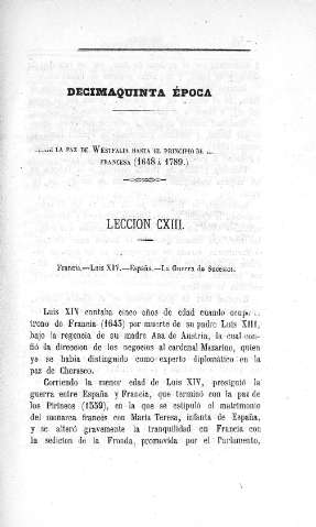 Decimoquinta Época. Desde la Paz de Westfalia hasta el principio de la Revolucion Francesa (1648 á 1789)