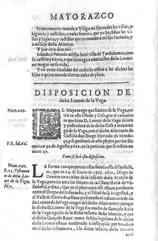 Disposicion de doña Leonor de la Vega