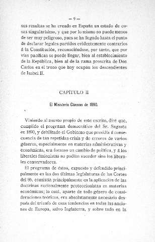 Capitulo II. El Ministerio de Cánovas de 1890