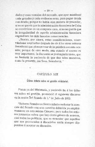 Capítulo XIII. Último debate sobre mi gestión ministerial