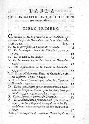 Tabla de los capitulos que contiene este tomo primero