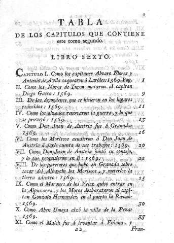Tabla de los capitulos que contiene este tomo segundo