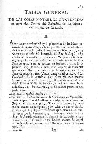 Tabla general de las cosas notables contenidas en estos dos tomos...