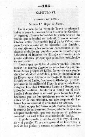 Capitulo VI. Historia de Roma. Seccion 1ª Reyes de Roma