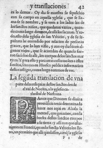 La seguda translacion de vna parte delas reliquias...