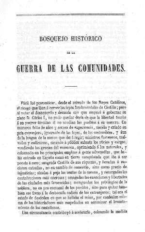 Bosquejo histórico de la Guerra de las Comunidades