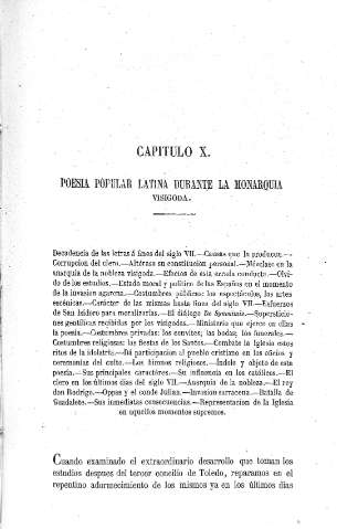 Capitulo X. Poesía popular latina durante la monarquía visigoda