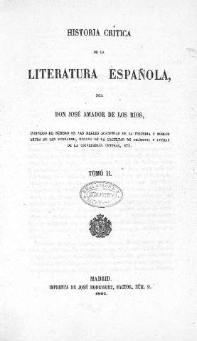 Historia crítica de la literatura española. Tomo II.
