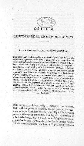 Capitulo XI. Escrtores de la invasión mahometana