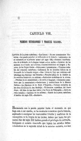 Capitulo VIII. Primeros historiadores y prosistas vulgares