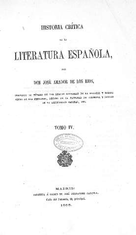 Historia crítica de la literatura española. Tomo IV.