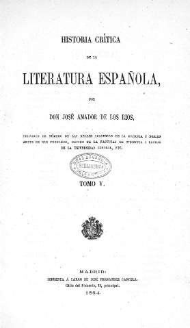 Historia crítica de la literatura española. Tomo V.