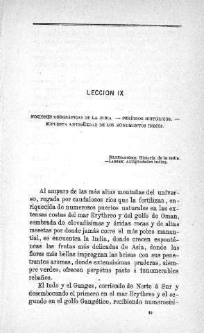 Lección IX. Nociones geográficas de la India