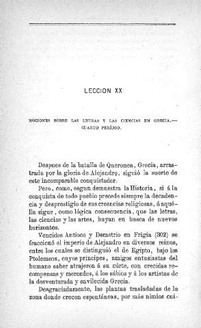 Lección XX. Nociones sobre las ciencias y las letras en Grecia 