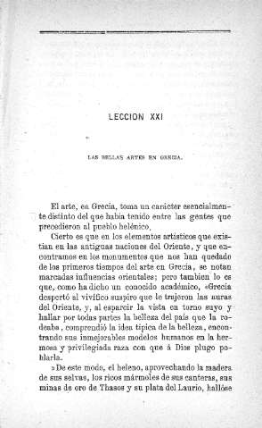 Lección XXI. Las bellas artes en Grecia