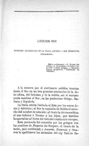 Lección XXII. Nociones geográficas de la Italia antigua