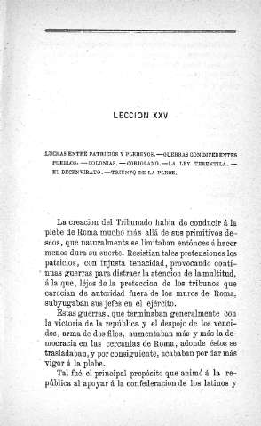 Lección XXV. Luchas entre patricios y plebeyos