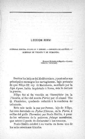 Lección XXXVI. Guerra contra Filipo III y Perseo