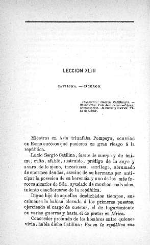 Lección XLIII. Catilina. Ciceron
